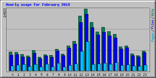 Hourly usage for February 2019